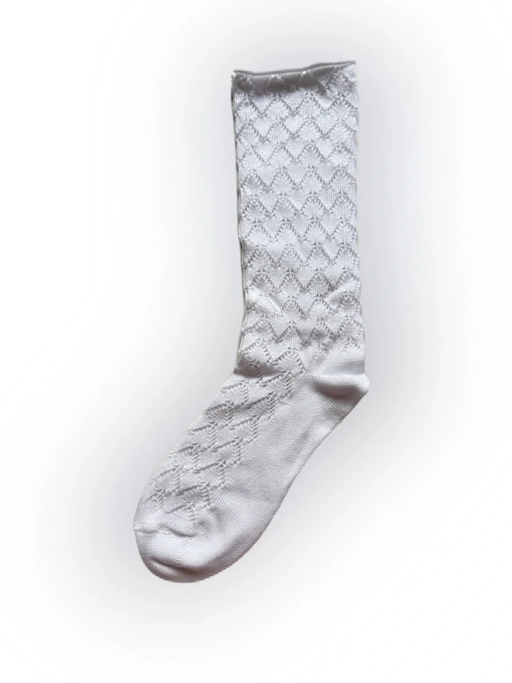Classic White Women's Patterned Crew Socks